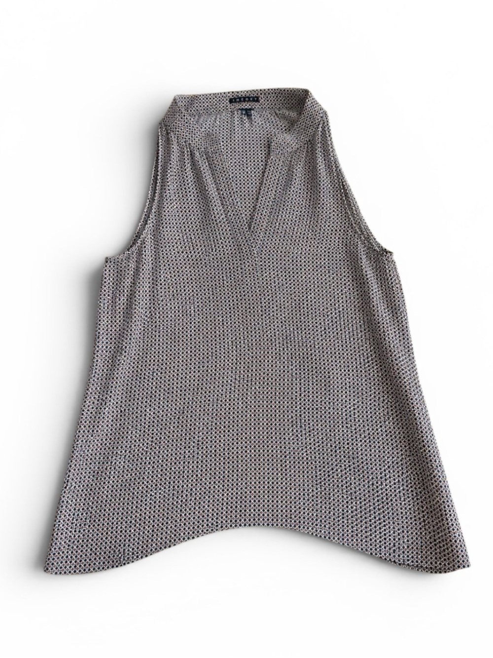 Theory V-Neck Sleeveless Black White Orange